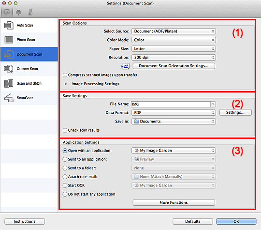 Canon : PIXMA Manuals : MX520 series : Settings (Document Scan) Dialog